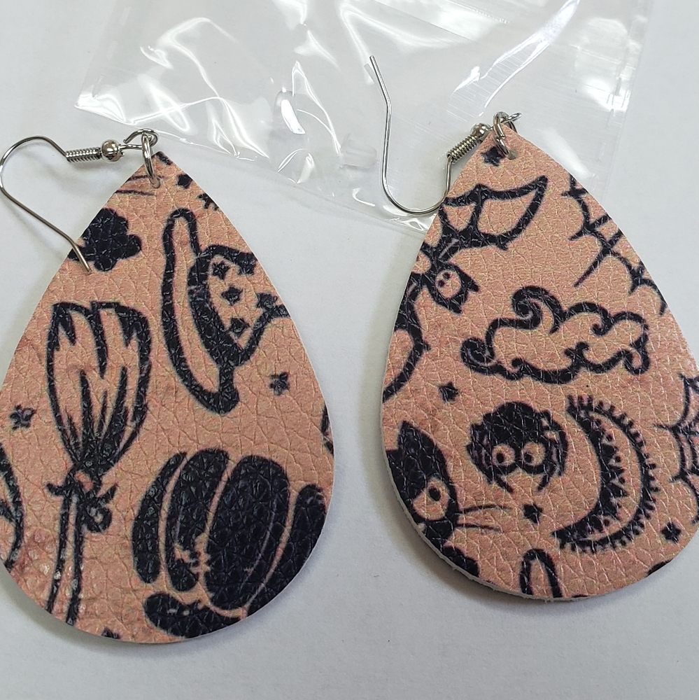 Faux Leather Witch Earrings